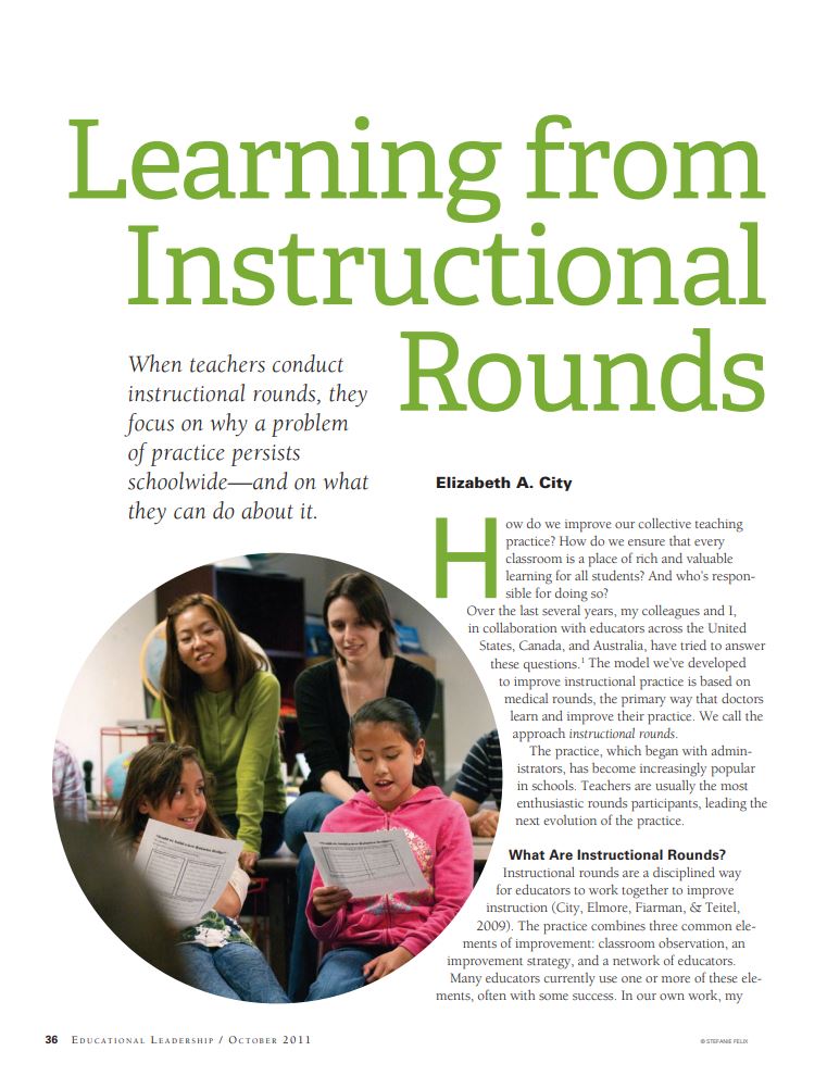 Image of Article by Elizabeth City entitled "Learning From Instructional Rounds"