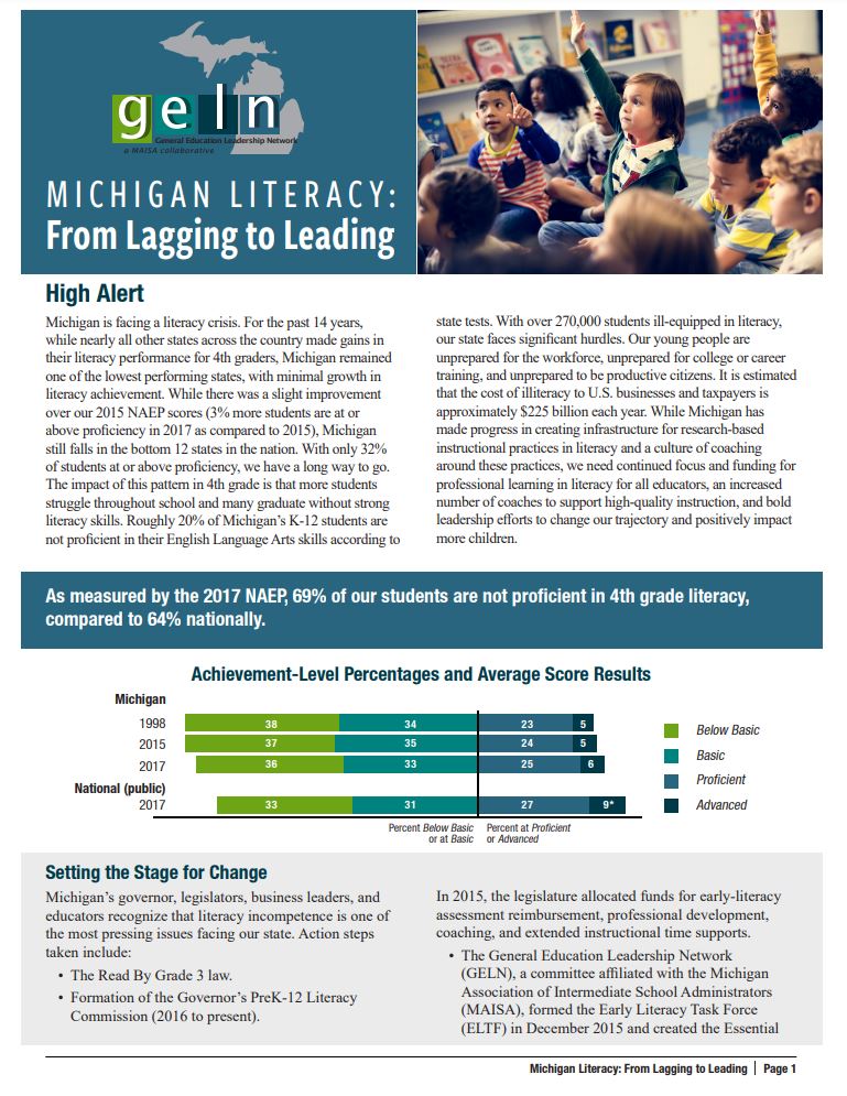Image of Michigan Literacy: From Lagging to Leading Document
